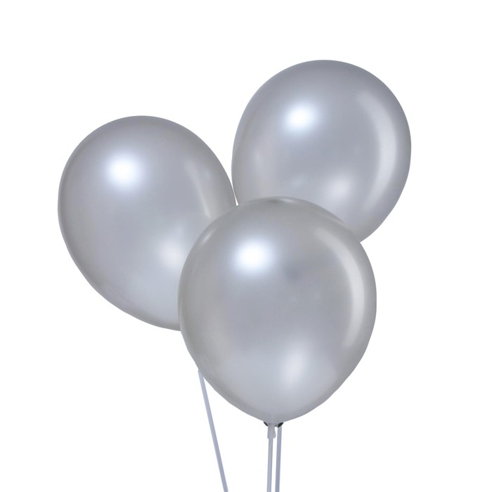 Шары воздушные латексные 12", металл, набор 12 шт., цвет серебро - Фото 1
