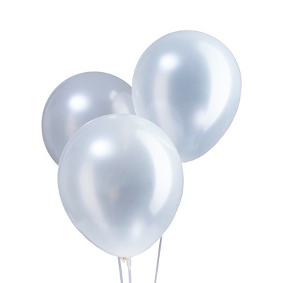 Шары воздушные латексные 12", металл, набор 12 шт., цвет белый