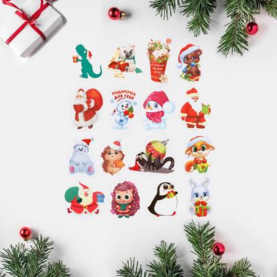 Набор открыток под конфету "С Новым Счастьем!" 9х9см, 16 штук