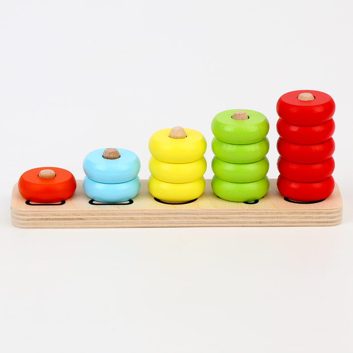 Пирамидка «Счёты», 5 цветов, 15 деталей, шарик d= 3 см - Фото 1