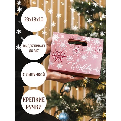 Пакет с клапаном «Снежинки», 23 х 18 х10 см.