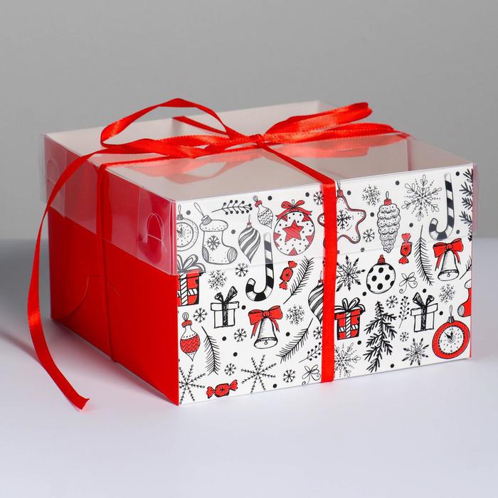 Коробка для капкейка «Время добрых подарков», 16 х 16 х 10 см, Новый год