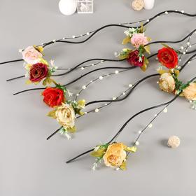 Декор тинги "Сверкающие розы" 150 см (фасовка 5шт, цена за 1шт) микс