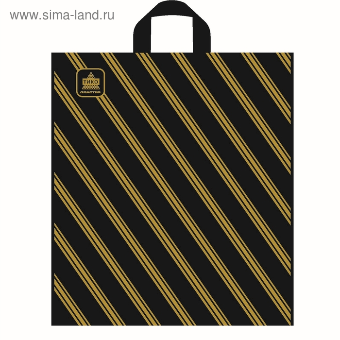 Пакет "Золотая полоса" полиэтиленовый, с петлевой ручкой, 38х42 см, 43 мкм - Фото 1