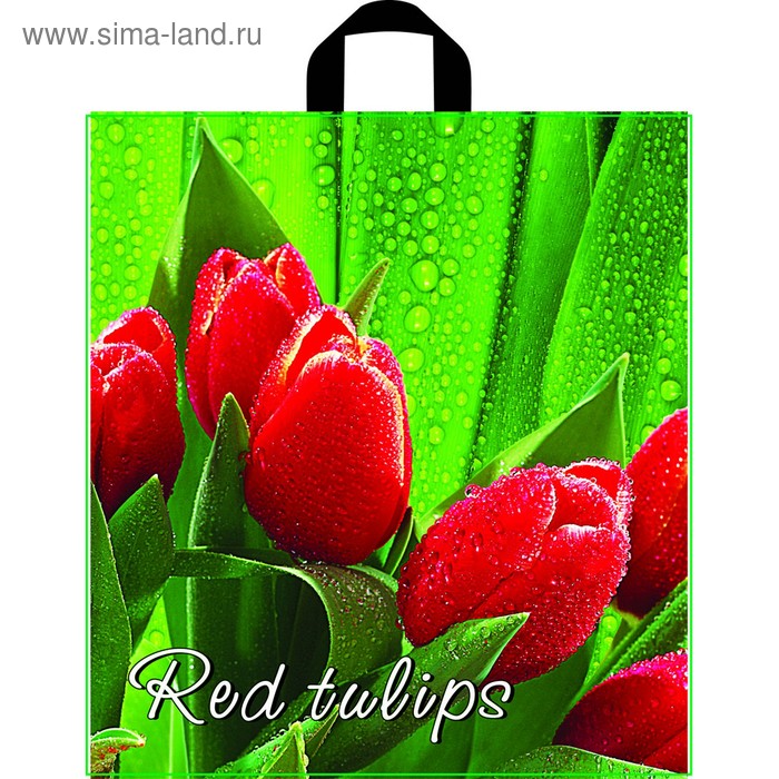 Пакет "Красный тюльпан" полиэтиленовый, с петлевой ручкой, 40х43,5 см, 35 мкм - Фото 1