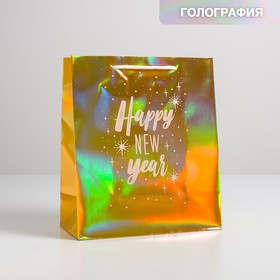 Пакет голография вертикальный «Happy New year», ML 23 × 27 × 11,5 см