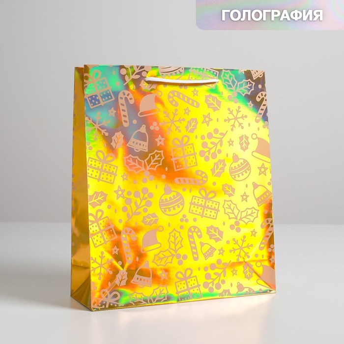 Пакет голографический вертикальный «Сладости», M 26 x 30 х 9 см