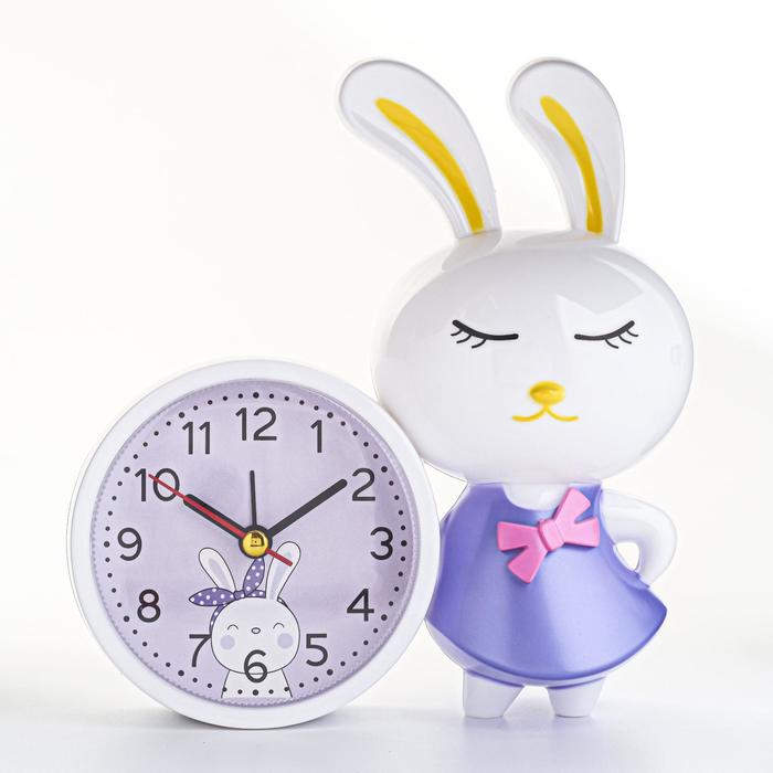 Часы - будильник настольные «Зайка», плавный ход, циферблат d-8.7 см, 15×16 см, АА - Фото 1