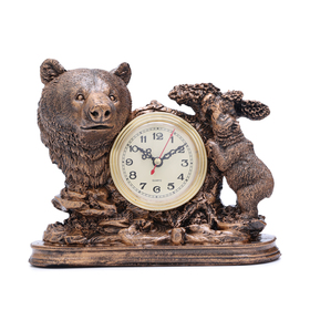Часы настольные 'Каминные. Медведица', дискретный ход, 23 х 8.7 х 19 см, d-7 см