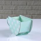 Кашпо деревянное "Чашка в горошек", мятный, 20×9×11 см - фото 21130532