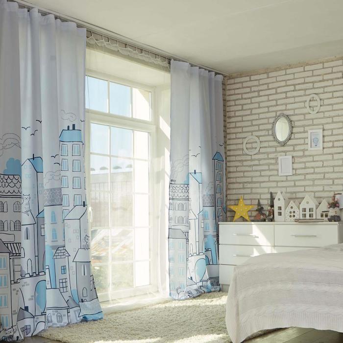 Комплект штор &quot;Этель&quot; Sweet home blue 145*260 см-2 шт, 100% п/э, 140 г/м2