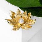 Брошь «Цветы» лотос, цвет белый в золоте - Фото 1