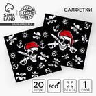 Салфетки бумажные «Пират», однослойные, 24×24 см, набор 20 шт. - Фото 1