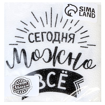 Салфетки бумажные «Сегодня можно всё», однослойные, 24×24 см, набор 20 шт.