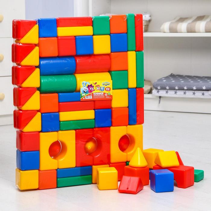 Набор цветных кубиков "Крош и Ёжик", 60 элементов, Смешарики, кубик 6 х 6 см - фото 1890977321