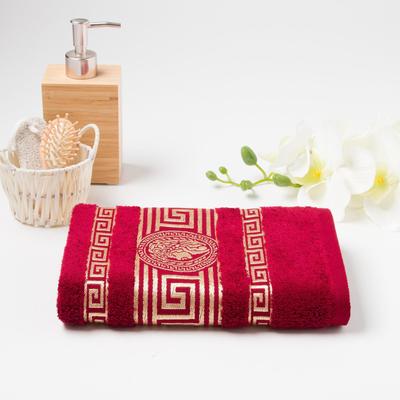 Полотенце махровое жаккардовое «Афина», 70×140 см, хлопок 100%, бордовое
