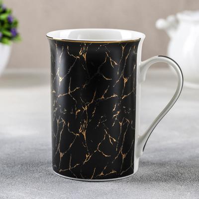 Кружка фарфоровая Доляна Black Gold, 300 мл, цвет чёрный