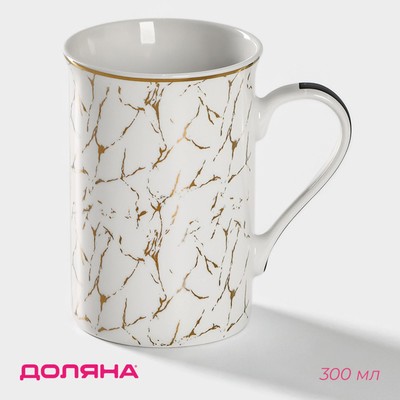 Кружка Доляна Gold, 300 мл, фарфор, белая