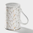 Кружка Доляна Gold, 300 мл, фарфор, белая - Фото 3