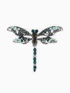 Брошь «Стрекоза ажурная», чёрный, зелёная в чернёном серебре - Фото 1