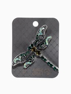 Брошь «Стрекоза ажурная», чёрный, зелёная в чернёном серебре - Фото 4
