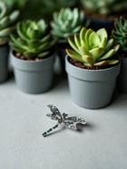 Брошь «Стрекоза» ажурная, чёрно-зелёная в чернёном серебре - Фото 5