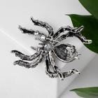 Брошь «Паук» цветочки, серо-зелёная в чернёном серебре - Фото 2