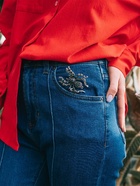 Брошь «Паук», цветочки, серо-зелёная в чернёном серебре - Фото 2