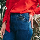 Брошь «Паук» цветочки, серо-зелёная в чернёном серебре - Фото 3