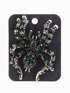 Брошь «Паук», цветочки, серо-зелёная в чернёном серебре - Фото 5