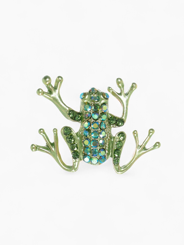 Брошь «Лягушка» волшебная, зелёная в золоте - Фото 1