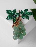 Брошь «Нефрит» виноград, зелёный в золоте 5361305