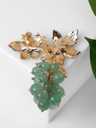 Брошь «Нефрит» виноград, зелёный в золоте 5361305