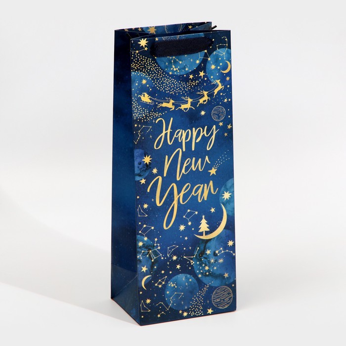 Пакет под бутылку «Новогодний космос», 13 × 36 × 10 см - Фото 1