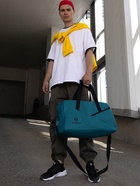 Сумка дорожная на молнии TEXTURA, большой размер, бирюзовая - Фото 4