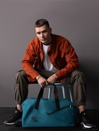 Сумка дорожная на молнии TEXTURA, большой размер, бирюзовая - Фото 3