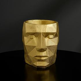 Кашпо полигональное из гипса «Голова», цвет золотой, 11 × 13 см