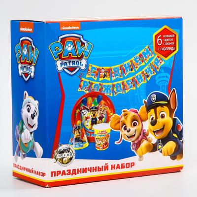 Набор бумажной посуды «С днем рождения!», на 6 персон, Щенячий патруль