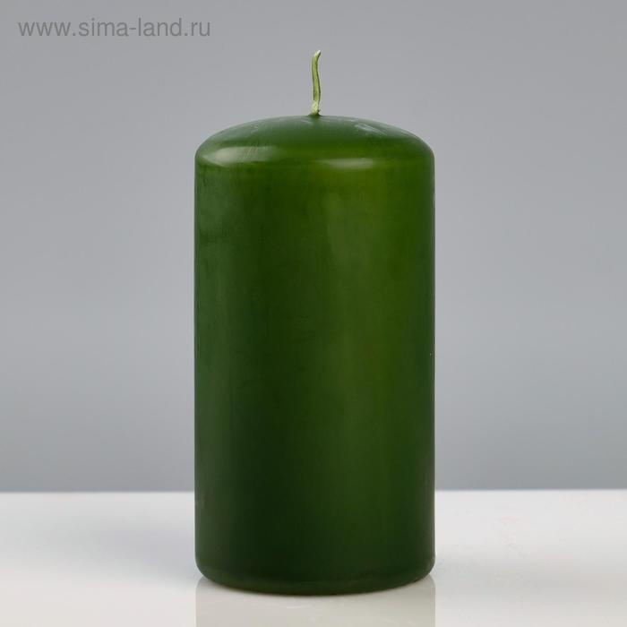 Свеча - цилиндр "Колор", 6×11,5 см, зелёный - Фото 1