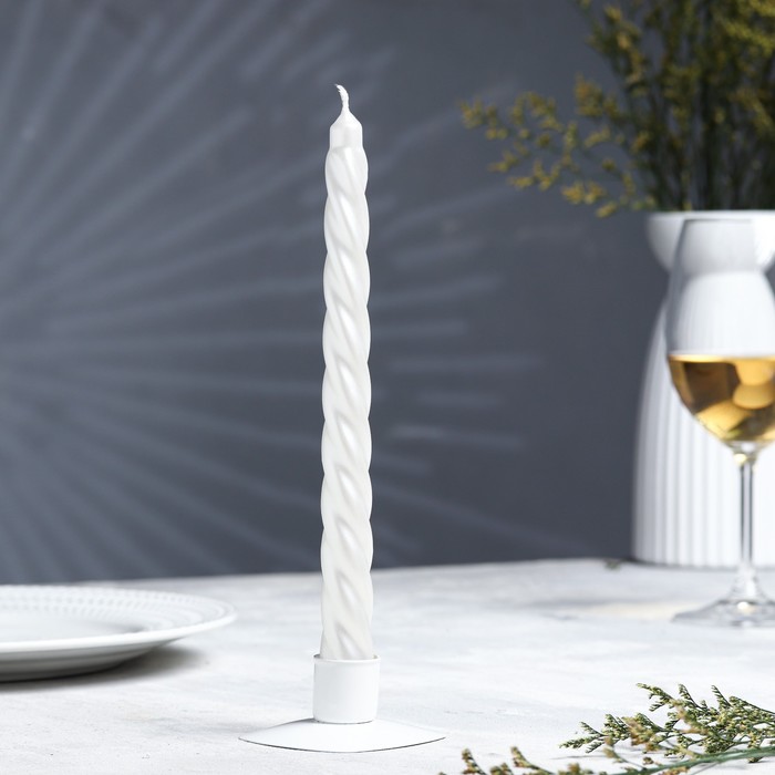 Свечи витые лакированные № 40, 2,2×23 см, белый - Фото 1