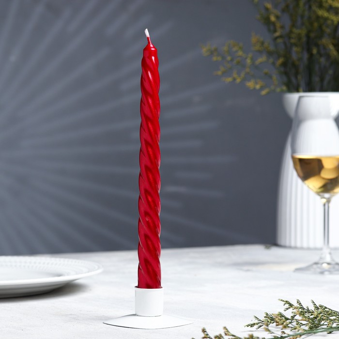 Свечи витые лакированные № 40, 2,2×23 см, красный - Фото 1