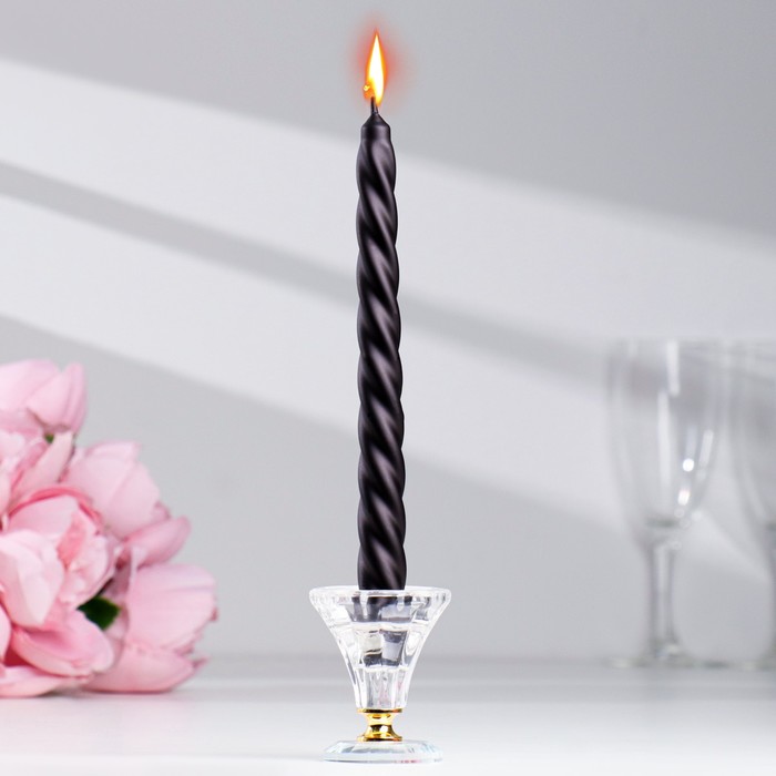 Свечи витые лакированные № 40, 2,2×23 см, чёрный - Фото 1