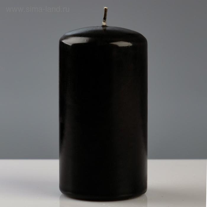 Свеча - цилиндр лакированная, 6×11,5 см, чёрная - Фото 1