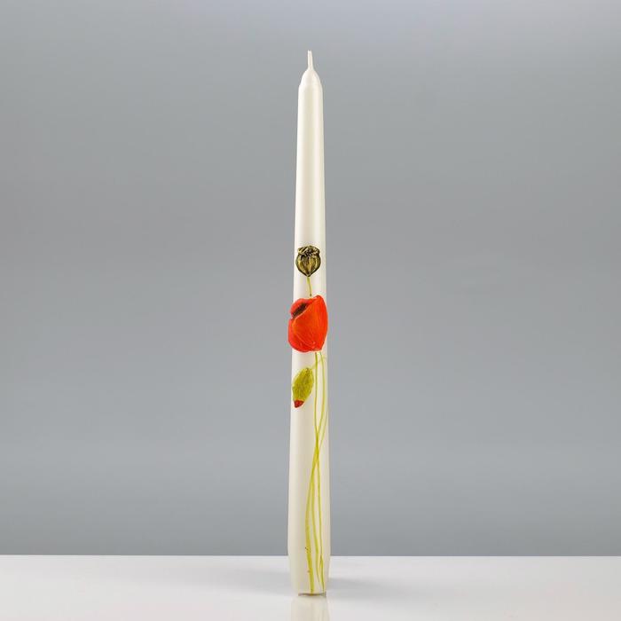 Свечи античные "Маки", 2,3х30см , жемчужный белый - Фото 1