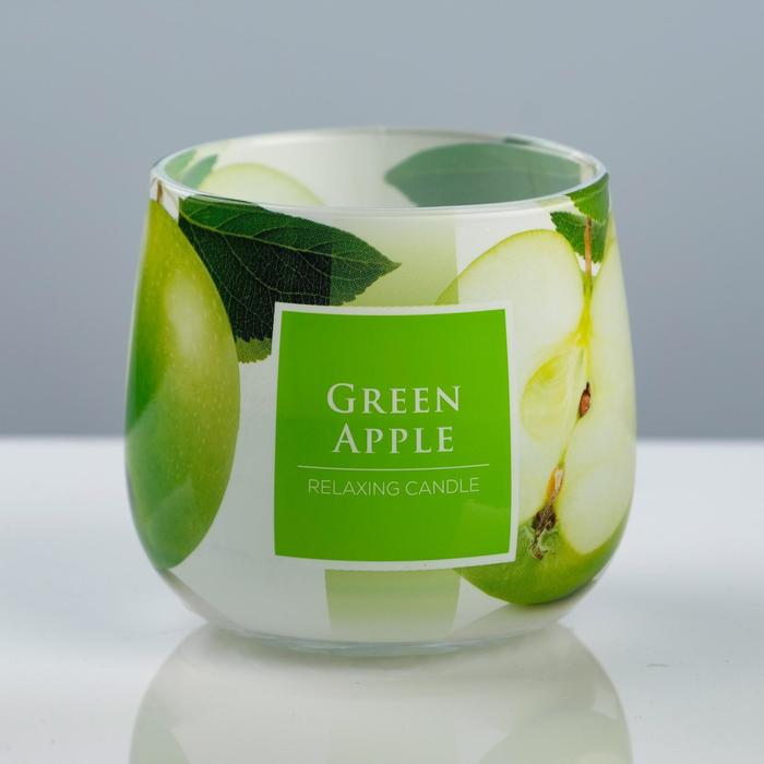 Свеча ароматическая в стакане &quot;Зелёное яблоко&quot;, 8×7,2 см