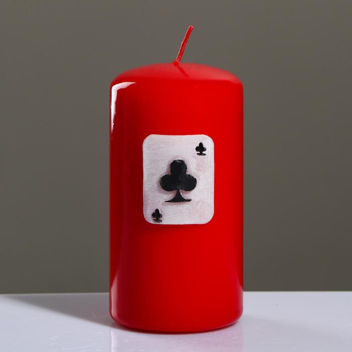 Свеча - цилиндр "Покер", 6×11,5 см, красный - Фото 1