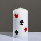 Свеча - цилиндр "Покер", 6×11,5 см, белый - Фото 1