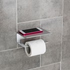 Держатель для туалетной бумаги с полочкой 6,5×16×11,5 см, алюминий - фото 6336468