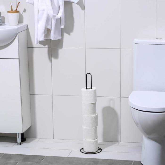 Держатель для рулонов туалетной бумаги Доляна, 50×15×15 см, цвет чёрный - фото 1898349853