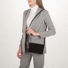 Сумка-мессенджер, замша, 5 отдела на клапане, длинный ремень, цвет чёрный - Фото 4